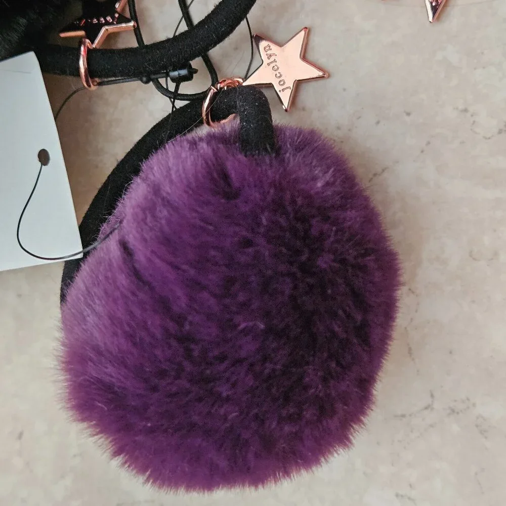 RARE SET 3 JOCELYN FAUX FUR PONYTAIL HOLDER HAIR TIE WRAP BAND ACCESSORY